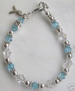 【貨物輸送無料】腕輪 付属品― シルバースワロフスキーブレスレットsilver amp; swarovski prostate cancer awareness  bracelet