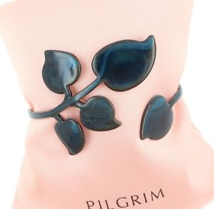 【貨物輸送無料】腕輪 付属品― pilgrimカフスブレスレットラップpatinaエナメルbnwtpilgrim cuff bracelet wrap patina heart leaf fired blue enamel copper bnwt