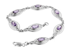 【貨物輸送無料】腕輪 付属品― スターリングアメジストケルトブレスレットsterling silver marquise amethyst celtic knot elliptical ovals bracelet
