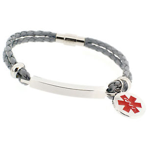 【送料無料】ブレスレット　アクセサリ―　メンズファッションアラートブレスレットmens fashion grey life saving engraved medical sos id alert leather bracelet 19,485円