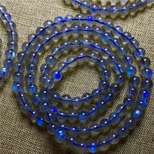 【貨物輸送無料】腕輪 付属品― ムーンストーンビードブレスレット3rows genuine natural moonstone blue light gemstone beads bracelet aaa 55粍