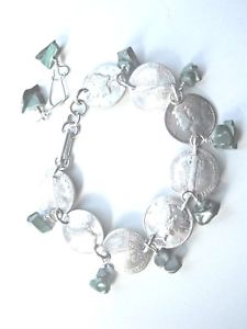 【貨物輸送無料】腕輪 付属品― マラカイトドームフリーイヤリングダイムブレスレットmercury dime bracelet with malachite~nicely domedfree earrings
