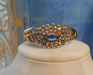 【送料無料】ブレスレット　アクセサリ&mdash;　カフブレスレットクリスタルcuff bracelet couture old 19501960 gold plated crystal｜hokushin