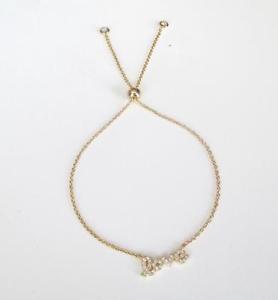 【貨物輸送無料】腕輪 付属品― クリスタルクリアスクリプトプルブレスレットgold plated pave clear crystal love script adjustable pull closure bracelet