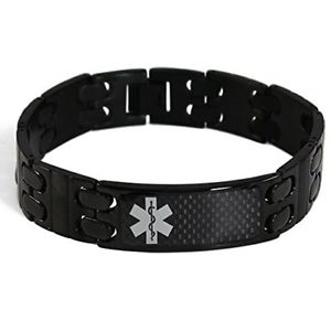 【貨物輸送無料】腕輪 付属品― メンズメディカルアラートブレスレットスチールmyiddr  mens medical alert id bracelet with free engraving, plated 316l steel