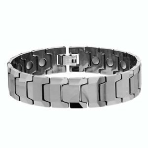 【貨物輸送無料】腕輪 付属品― タングステンバーリンクブレスレットmen women 16粍 tungsten carbidewide 赤ちょうちん link magnetic bracelet
