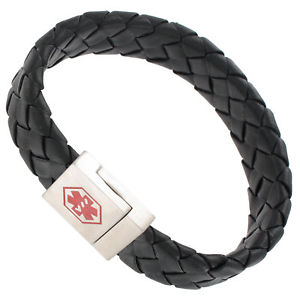 【貨物輸送無料】腕輪 付属品― ハドレーアラートブレスレットワイドクラスプhadley roma medical alert bracelet genuine leather wide magnetic clasp med lg