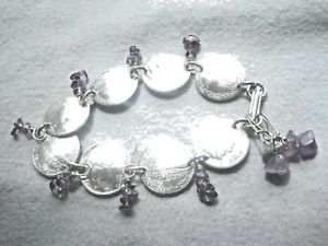 【貨物輸送無料】腕輪 付属品― アメジストドームフリーイヤリングダイムブレスレットmercury dime bracelet with amethyst~nicely domedfree earrings