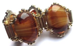 【送料無料】ブレスレット　アクセサリ&mdash;　ゴールドカラーブレスレットカボションタイガーアイゴージャスビンテージold gold color bracelet cabochon tigers eye gorgeous rare jewel vintage 1874｜hokushin