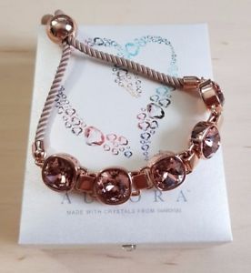 【貨物輸送無料】腕輪 付属品― オーロラローズゴールドトーンブレスレットスワロフスキークリスタルaurora rose gold tone friendship bracelet with swarovski crystal, bnib