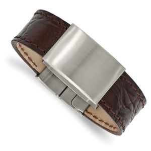 【貨物輸送無料】腕輪 付属品― チゼルステンレスダークブラウンブレスレットchisel stainless steel brushed dark brown leather id bracelet srb199385