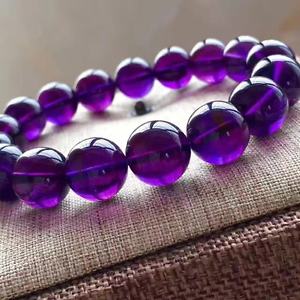 【貨物輸送無料】腕輪 付属品― アメジストミリラウンドビーズブレスレットストレッチnatural amethyst quartz crystal 12粍 round beads stretch bracelet aaa