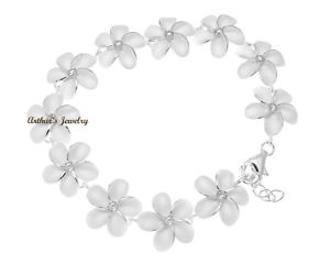 【貨物輸送無料】腕輪 付属品― シルバーハワイアンプルメリアブレスレットポンドsterling silver 925 18粍 hawaiian plumeria flower cz bracelet 7