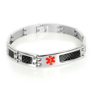 【貨物輸送無料】腕輪 付属品― メンズブレスレットカスタムカーボンスチールリンクmyiddr mens medical bracelet custom engraving, 316l carbon steel link