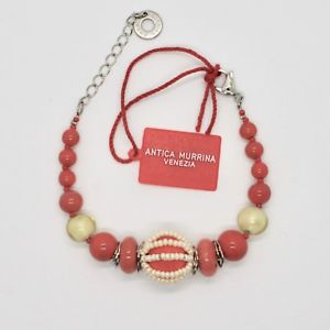 【貨物輸送無料】腕輪 付属品― ブレスレットベネチアムラノガラスレッドコーラルbracelet antica murrina venezia with murano glass red coral br742a25