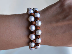 【貨物輸送無料】腕輪 付属品― パールカフブレスレットファッションジュエリーpearl leather handwoven cuff bracelet boho handmade fashion jewelry 75 yevga
