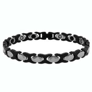 【送料無料】ブレスレット　アクセサリ―　タングステントーンリンクブレスレットmen women 8mm tungsten carbidetow tone xo link magnetic bracelet