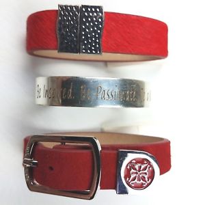 【貨物輸送無料】腕輪 付属品― 折り返しrustic cuff be inspired be passionate be a nurse set インチ holiday silver and red