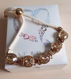 【貨物輸送無料】腕輪 付属品― オーロラゴールドトーンブレスレットスワロフスキークリスタルaurora gold tone friendship bracelet with swarovski crystal, bnib