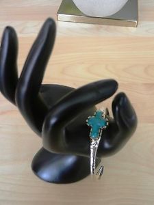 【貨物輸送無料】腕輪 付属品― スターリングシルバーターコイズクロスカフブレスレットbarse sterling silver and turquoise cross cuff bracelet