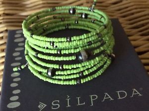 【貨物輸送無料】腕輪 付属品― ラップブレスレットライムグリーンシードビーズスターリングシルバーsilpada wrap bracelet b1574 lime green seed beads amp; oxidized sterling silver