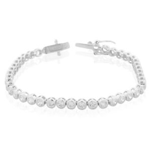 【貨物輸送無料】腕輪 付属品― スターリングシルバーホワイトテニスクリアブレスレット925 sterling silver white clear cz bezelset tennis bracelet, 7