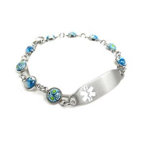 【貨物輸送無料】腕輪 付属品― ブレスレットスチールガラスmyiddr medical bracelet for women free engraving  1糎 steel amp; glass