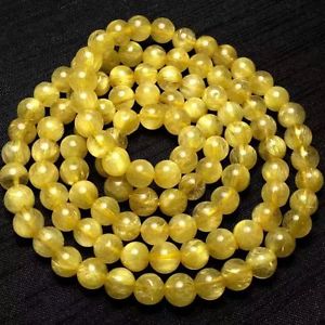 【送料無料】ブレスレット　アクセサリ―　ルチルラウンドビーズブレスレットnatural gold rutilated quartz crystal round beads bracelet 6mm aaa 18,485円