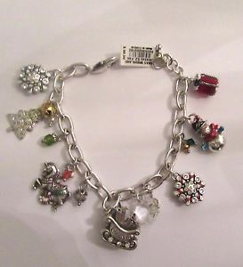 【貨物輸送無料】腕輪 付属品― ブライトンクリスマスワンダーランドブレスレットツリースノーフレークbrighton christmas wonderland charm braceletsleighhorse tree snowman snowflake