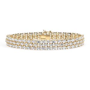【貨物輸送無料】腕輪 付属品― 腕輪2860 tcw cz 18k yellow goldplated triplerow bracelet 85