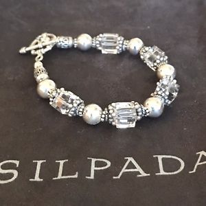 【貨物輸送無料】腕輪 付属品― スターリングシルバースワロフスキークリスタルビーズブレスレットドルsilpada sterling silver swarovski crystal bead toggle bracelet b1147 86