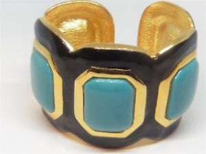 【貨物輸送無料】腕輪 付属品― ケネスレーンターコイズカフブレスレットkenneth lane turquoise goldtone cuff bracelet