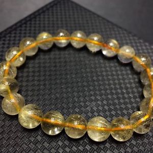 【貨物輸送無料】腕輪 付属品― ルチルチタンラウンドクリスタルビーズストレッチブレスレット9粍 natural gold rutilated quartz titanium stretch round crystal beads bracelet