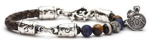 【送料無料】ブレスレット　アクセサリ―　ブレスレットブラウンレザーラピスラブラportonovo bracelet man brown leather lapis bra042205