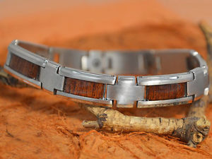 【貨物輸送無料】腕輪 付属品― ウッドスチールメンズジュエリーkoa wood braceletstainless steel 8,105mmmens jewelry,groom,dad,son,brother
