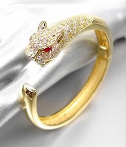 【送料無料】ブレスレット　アクセサリ―　デザイナーカフブレスレットluxurious stunning designer 18kt gold plated cz crystals leopard cuff bracelet