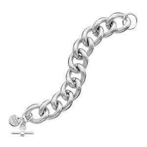 【送料無料】ブレスレット　アクセサリ―　ファインシルバーリンクブレスレットfine silver electro plated glitter textured link bracelet