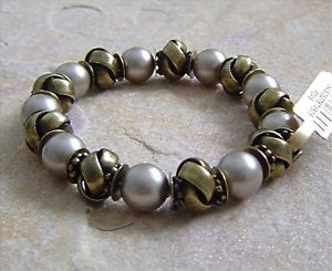 【貨物輸送無料】腕輪 付属品― ブレスレットビンテージパールクリスタルアンティークkonplott bracelet vintage pearl crystalantique bronce