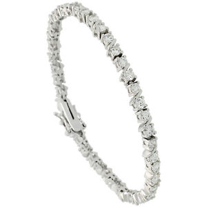 【貨物輸送無料】腕輪 付属品― スターリングシルバーテニスブレスレット178糎 sterling silver 425 コンピュータ断層撮影法 cz stones slash limbs tennis bracelet