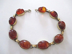 【貨物輸送無料】腕輪 付属品― ビンテージブレスレットオレンジvintage bracelet  gilt  amber