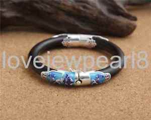【送料無料】ブレスレット　アクセサリ―　スターリングシルバーブレスレットpure s925 sterling silver blossom inlaid cloisonne closed mouth womens bracelet