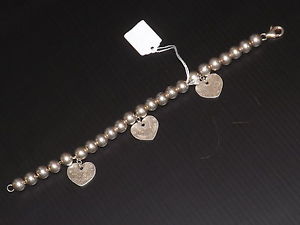 【貨物輸送無料】腕輪 付属品― ヴィンテージビーズブレスレットドロップソリッドシルバーパンチvintage beaded bracelet amp; heart drops solid silver, punched