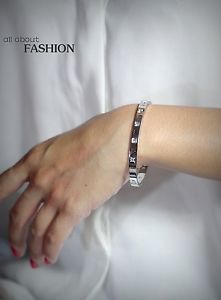 【貨物輸送無料】腕輪 付属品― アルジェントクリスタッロbracciale argento acciaio inossidabile ouverable cifra romane cristallo