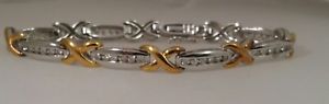 【送料無料】ブレスレット　アクセサリ―　スターリングシルバーメッキアクセントブレスレットsterling silver 925 gold plated accents cz bracelet 18,235円