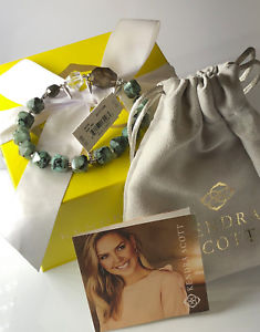 【送料無料】ブレスレット　アクセサリ―　スコットターコイズミックスボックスシルバーストレッチブレスレットkendra scott sadie silver stretch bracelet in turquoise mix nwt gift bag box
