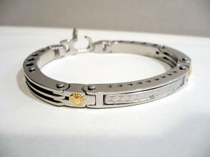 【貨物輸送無料】腕輪 付属品― ハードスチールブレスレットゴールドhard steel bracelet with gold inserts