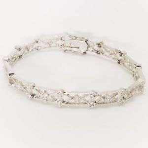 【送料無料】ブレスレット　アクセサリ―　スターリングシルバーラウンドカットリンクブレスレットsterling silver round cz cut x link bracelet