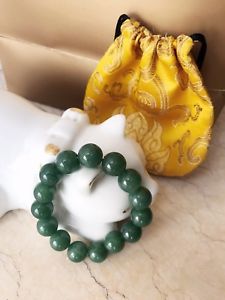 【送料無料】ブレスレット　アクセサリ―　シルクレッドゴールドポーチヒスイブレスレットauth jade bean bracelet with silk red gold pouch
