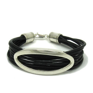 【送料無料】ブレスレット　アクセサリ―　スターリングリゾーツスターリングシルバーブレスレットソリッドsterling silver bracelet ellipse solid 925 natural leather b000152