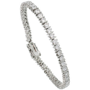 【送料無料】ブレスレット　アクセサリ―　スターリングシルバーストーンテニスブレスレットバーsterling silver 475 ct cz stone tennis bracelet w bars